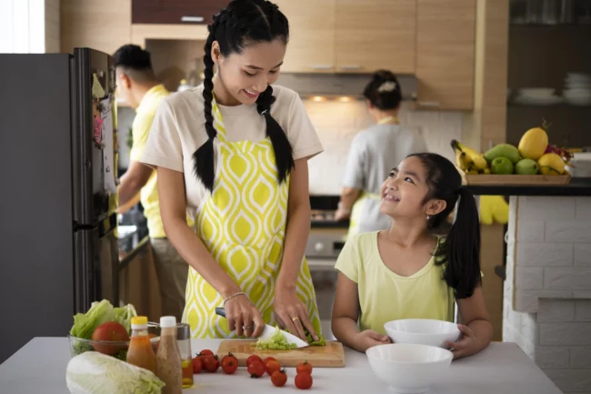 Happy Family with Domestic Helper From Myanmar Indonesian Agency